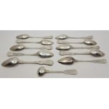 A collection of Scottish silver teaspoons, to include; a George III silver Kings pattern teaspoon,