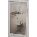 Frank H Mason 1875-1965 etching of Scarborough signed in margin25 by 14cm excluding frame