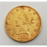 A USA 1880 Eagle ten dollars gold coin, Philadelphia mint.