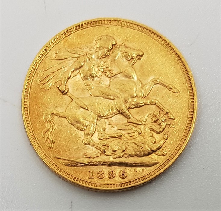 An 1896 Victoria "Veiled bust" gold sovereign, London mint. - Image 2 of 2