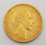 German States - Kingdom of Bavaria: An 1873 Ludwig II 20 mark gold coin.