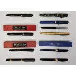Four Mabie Todd & Co Ltd. fountain pens, the "Blackbird" n.5260, the "Swan" no.3160, a 9ct. gold