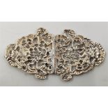 A Victorian silver nurse's two piece belt buckle, by Thomas Hayes, Birmingham 1897, cast and pierced