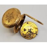 A Victorian 18ct. gold Barber (London) open face pocket watch, key wind, having engraved and