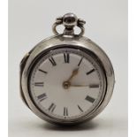 A George III William Travers (London) pair cased silver pocket watch, key wind verge fusee