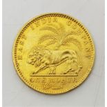 An East India Company 1841 Victoria One Mohur gold coin, obv. young bust, divided legend, crosslet