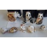 Eight Boxed Royal crown Derby paperweights complete with paperwork