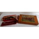 A table top croquet game and a cased Minoru Racing game comolete with lead horses and gambling
