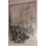 August Louis Leper 1849-1918 street scene etching 26 by 18cm excluding mount