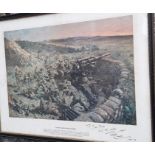 WW2 Interest 1st Batalion Scots Guards signed print Lawrence Cuneo wigned and dedicated lower