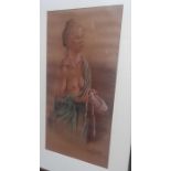 A 20th cent pastel sketch of  a nude ballerina 45 by 23cm excluding mount