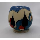 A scarce Clarice Cliff "May Avenue" squat vase, 8cm high Condition very good no cracks chips or