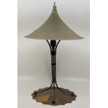 A SCARCE Arts and Crafts copper lamp by Arthur Dixon, Birmingham school of handicrafts, unpolished