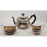 A three piece silver tea service, by Levi & Salaman, Birmingham 1919, of oval form. (gross weight