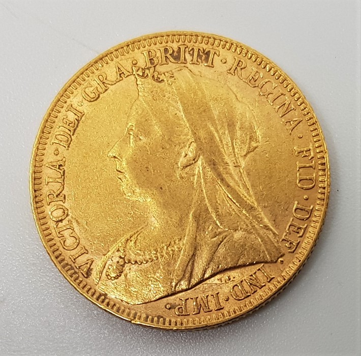 An 1893 Victoria "Veiled bust" gold sovereign, London mint.