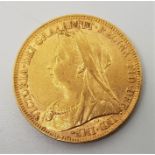 An 1893 Victoria "Veiled bust" gold sovereign, London mint.
