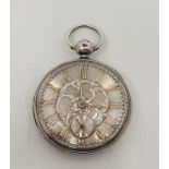 A Victorian Arnold (London) silver pocket watch, key wind fusee movement, having finely engraved