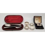 A cased Victorian two piece silver Hanovarian pattern christening set, by George Maudsley Jackson,