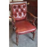 An early 20th cent upholstered desk chair