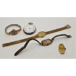 A Sapho 9ct. gold ladies' wrist watch, together with another 9ct. ladies' wrist watch, to associated