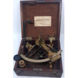 A 19th cent cased sextant inscibed J Potter on the brass vernier