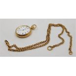A Victorian Dent (London) 18ct. gold ladies' pocket watch, crown wind, having signed white enamel
