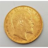 A 1902 Edward VII gold sovereign, London mint.