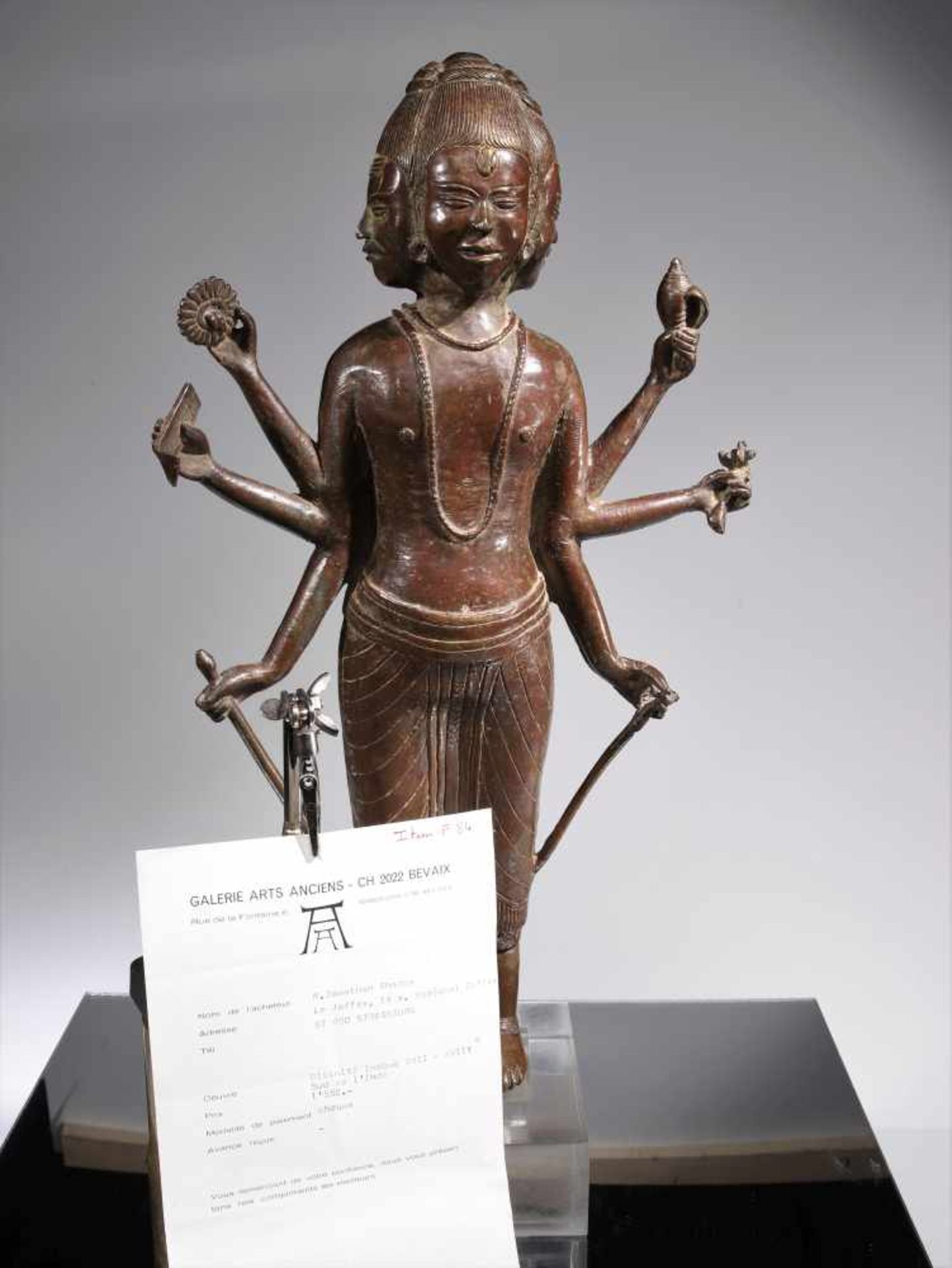 LARGE DATTATREYA SCULPTUREBronzeSouth India , 17th - 18th centuryDimensions: Height 47 cm without - Bild 2 aus 2