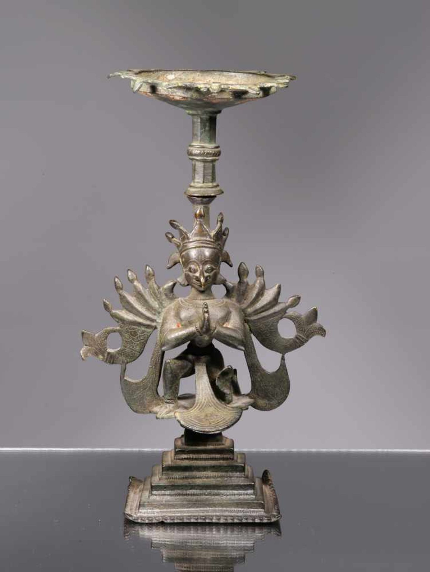 INCENSE BURNER IN FORM OF A GARUDA CAST IN TWO PARTSBronzeIndia , 16th centuryDimensions: Height