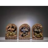 SET OF THREE WOOD SCULPTURES