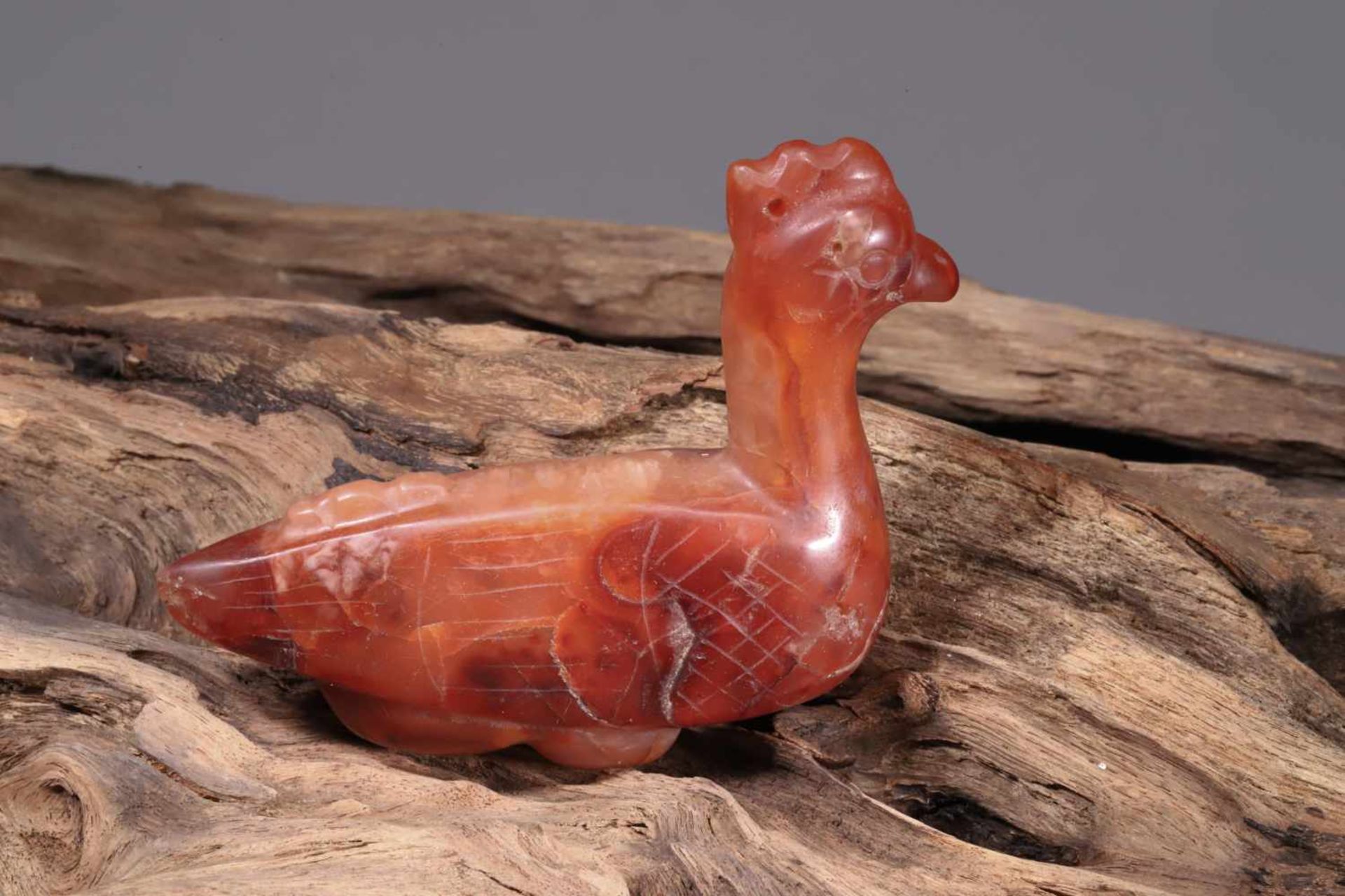 A CHINESE AGATE "MANDARIN DUCK"