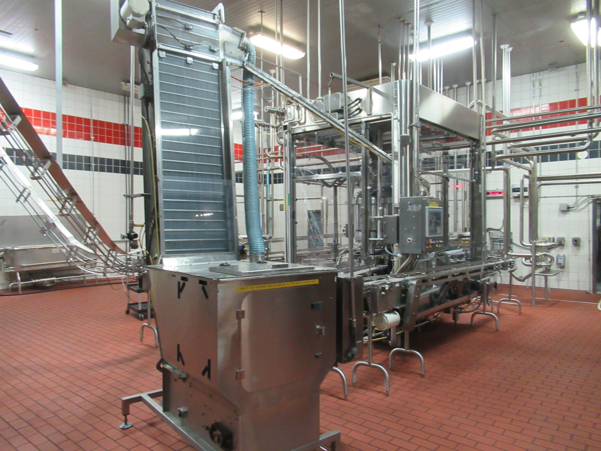 Cap Sorter / Elevator Equipment with 3' x 3'x 3' empty Cap Hopper, 24" x 9'H Cleated belted Cap