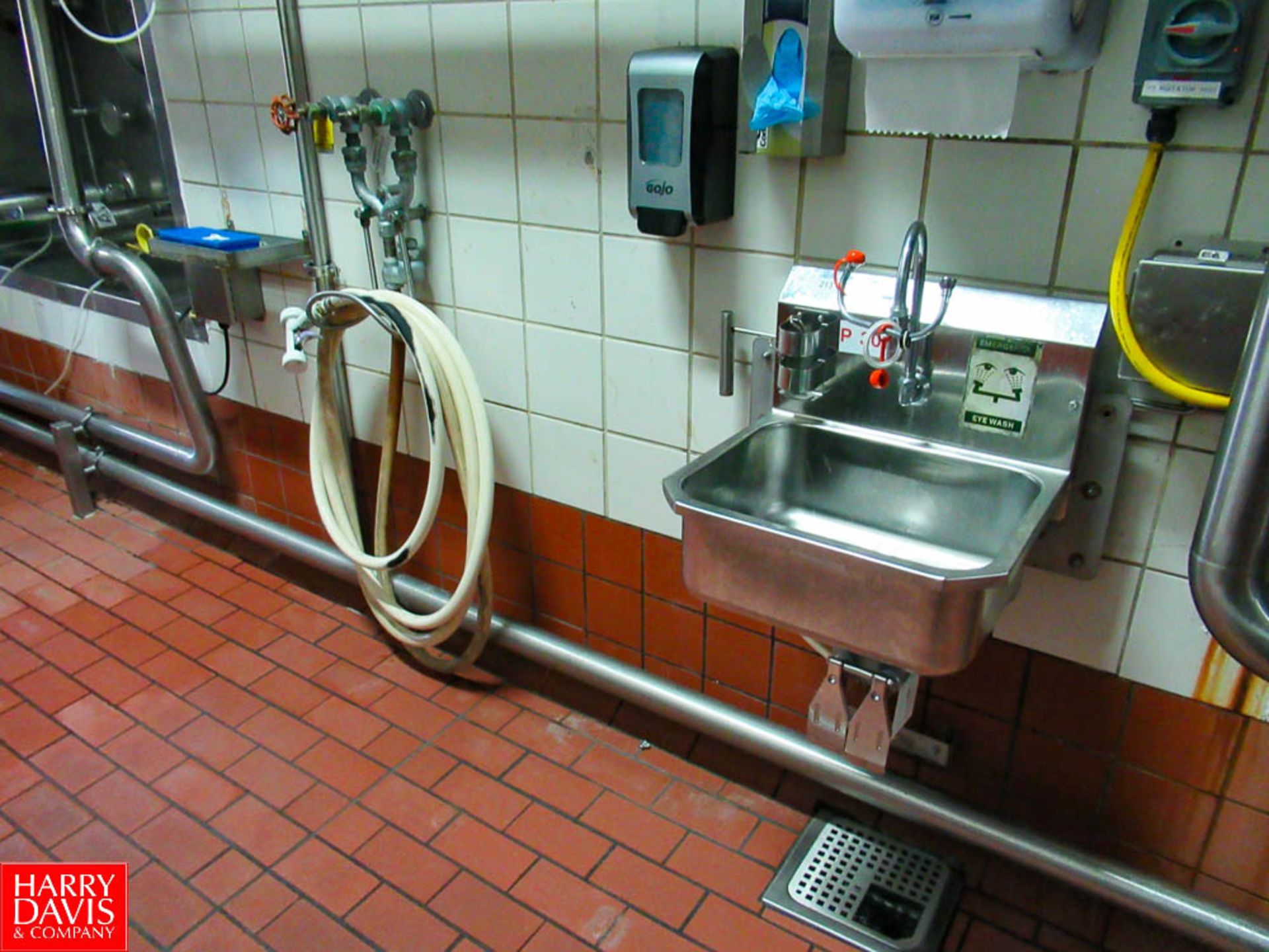 Stainless Wash Sink, with (2) Strahman Hot Water Mixers, Located in: Pasteurized Silos - Rigging