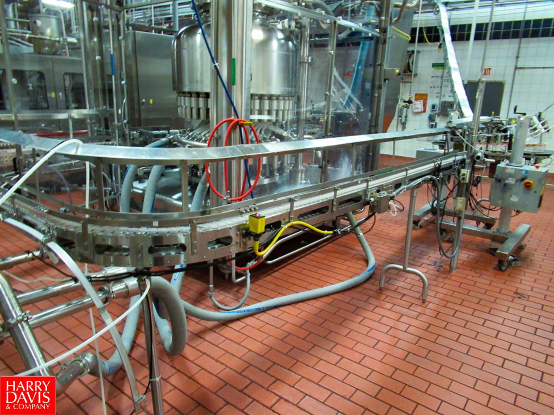 Line 8 Bottle Conveyor All S/S Frame Slat Belt Conveyor, Approximately 80' Combined In Two