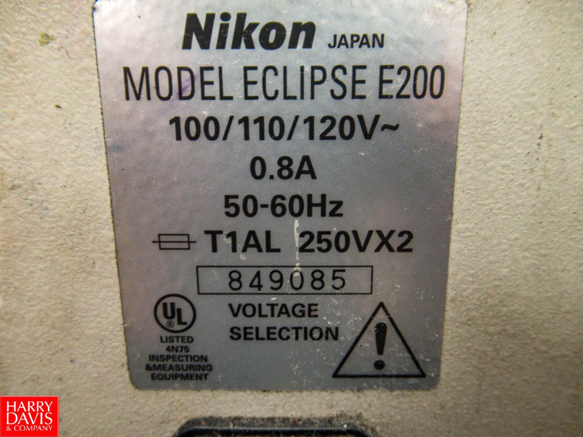 Nikon Microscope, Model: Eclipse E200 SN: 849085, Located In: Milk Test Lab - Rigging Fee: $ 25 - Image 2 of 2