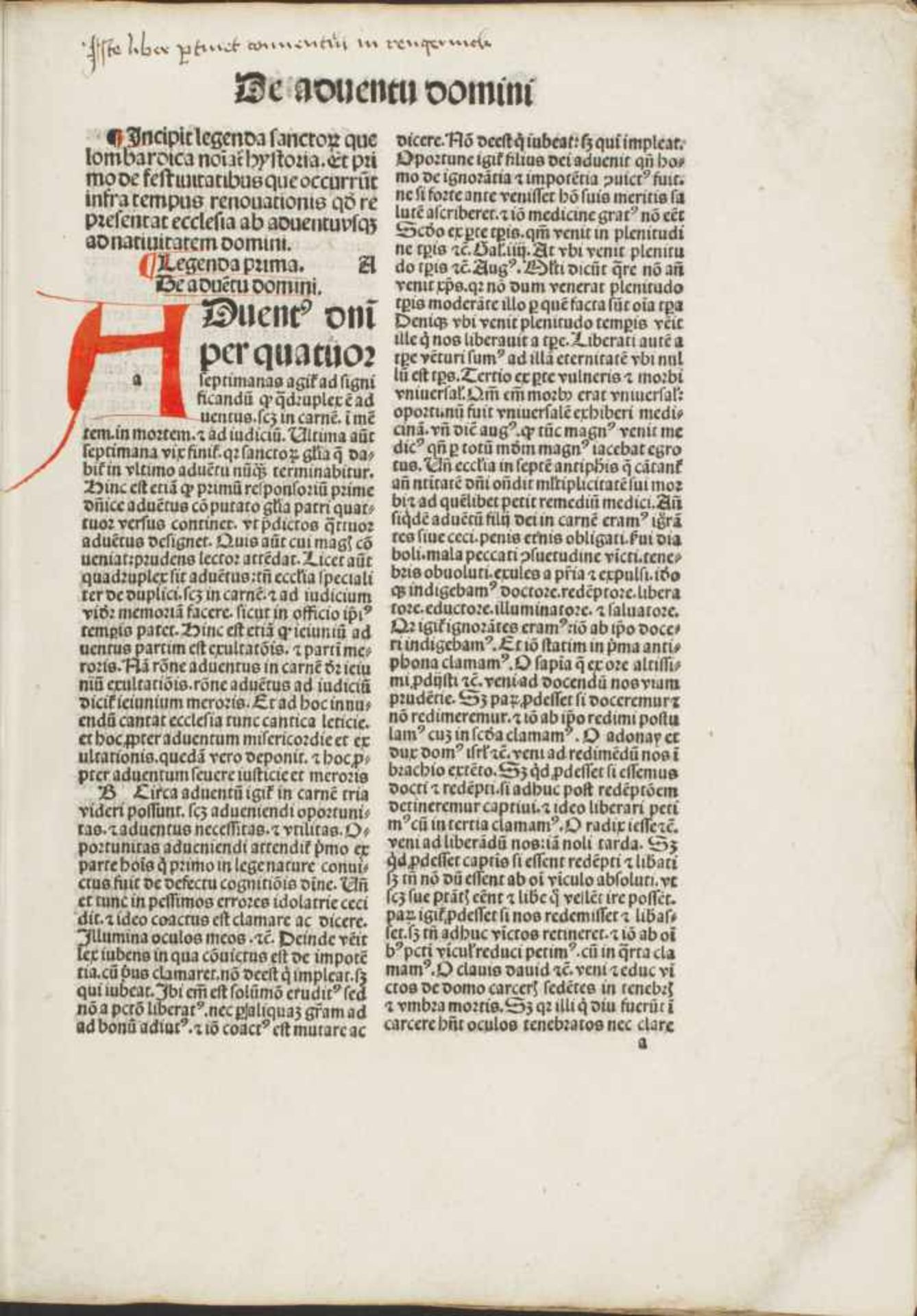 (Jacobus de Voragine).Lombardica historia que a plerisq(ue) Aurealegenda sanctoru(m) appellatur.