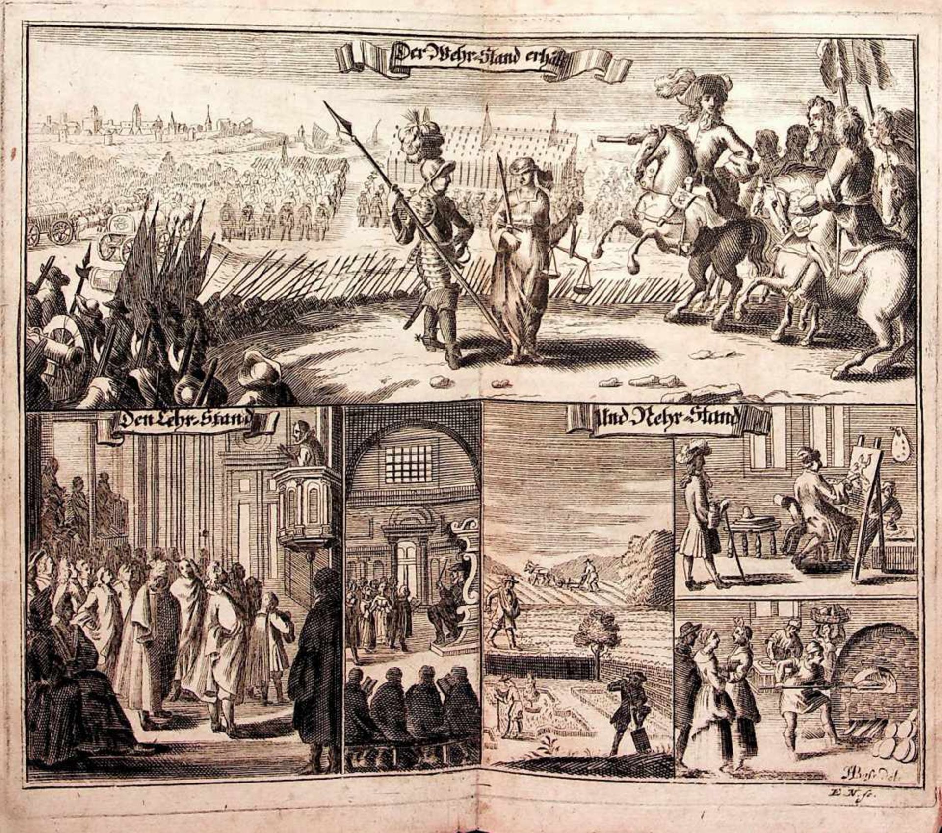 Gruber, Joh. Seb.Die Heutige Neue Vollkommene Kriegs-Politica...Ffm., Oehrling, 1699. 8ø. Dpblgr.