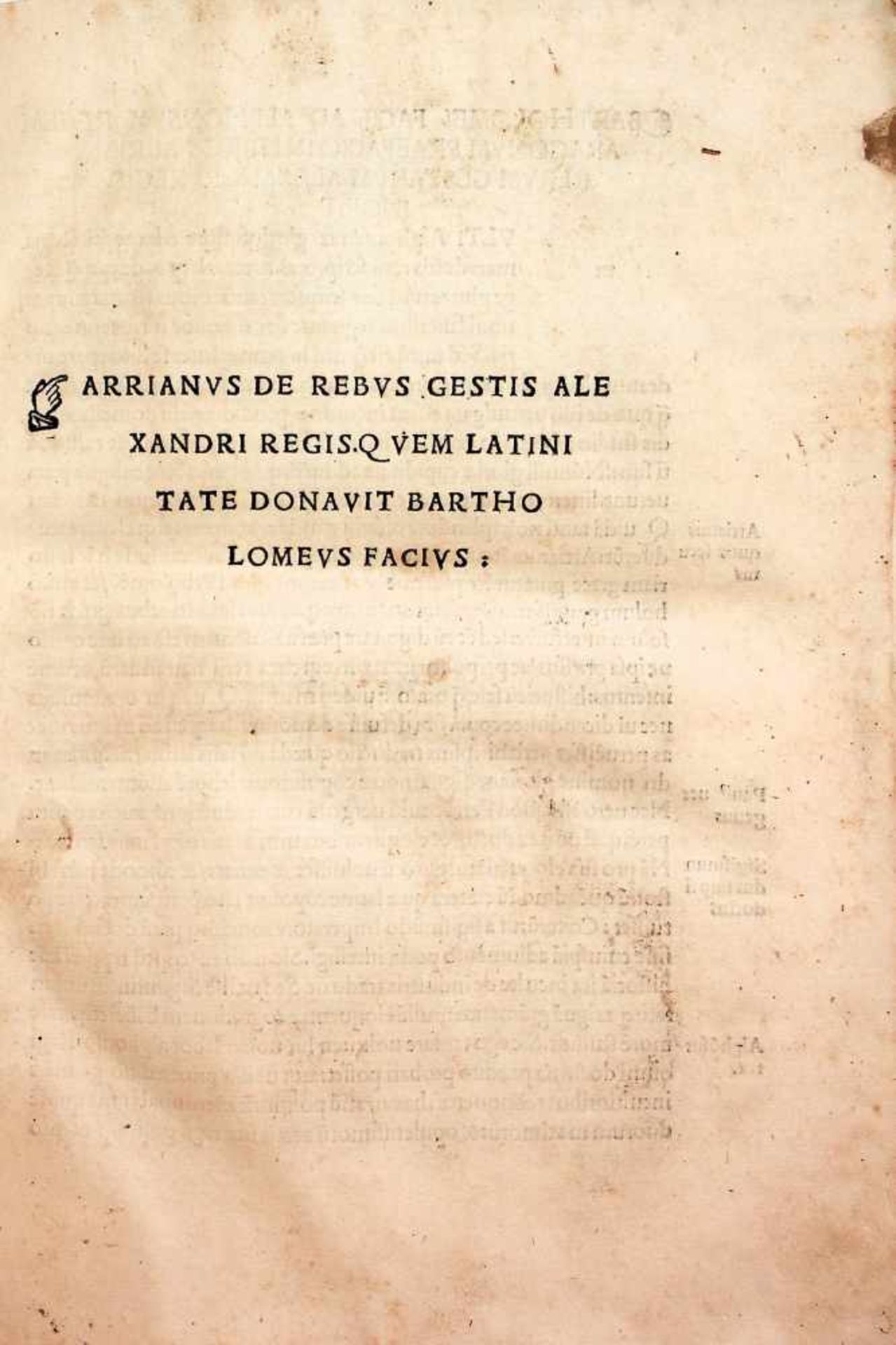 Arrianus, (Flavius).De rebvs gestis Alexandri regis. Qvem latinitatedonavit Bartholomevs Facivs.