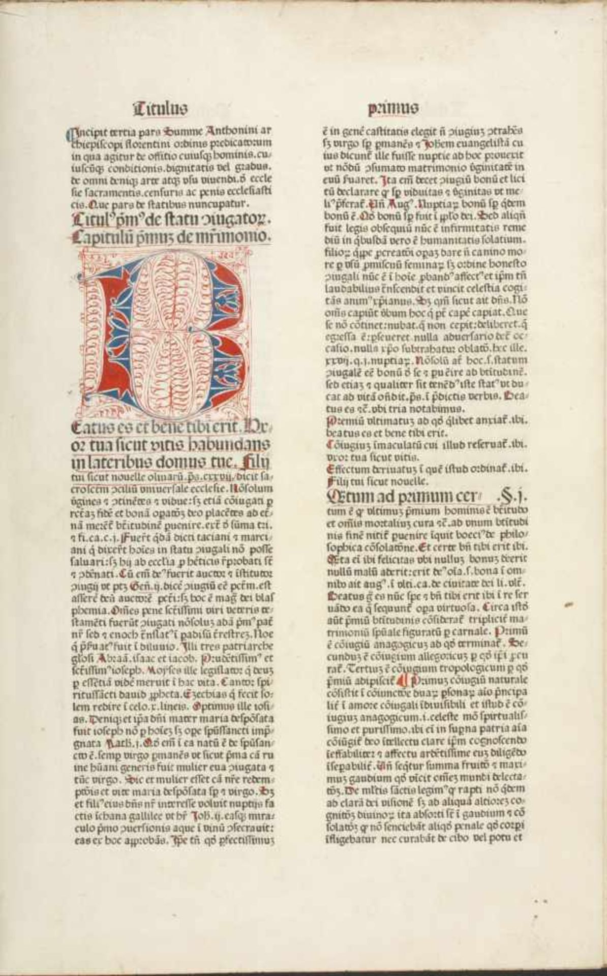 Antoninus Florentinus.Summa theologica. 4 Bde. Nrnberg, AntonKoberger, 1477-79. Fol. 252, 1 w.;