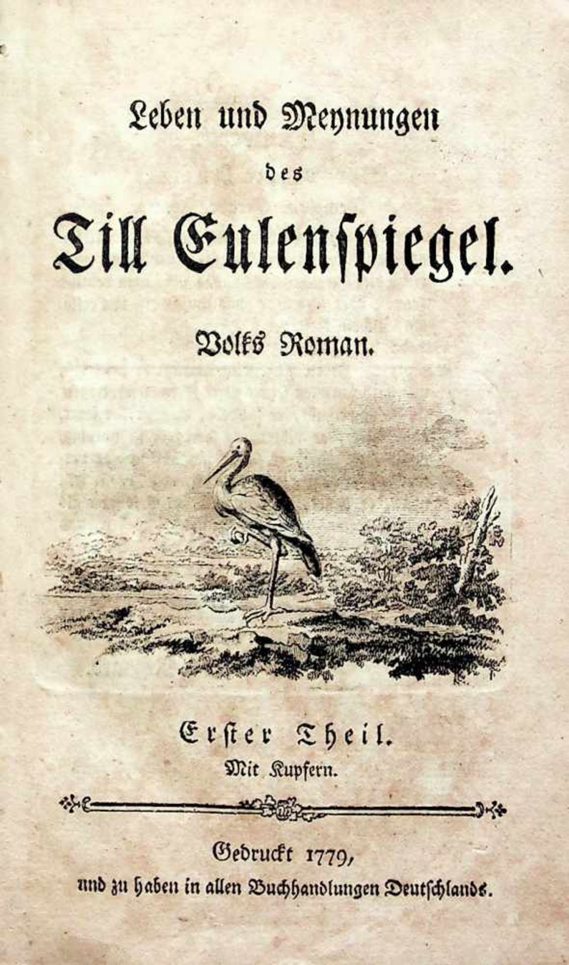 (Herzberg, Frdr.).Leben und Meynungen des Till Eulenspiegel. VolksRoman. 2 Bden. "Zu haben in