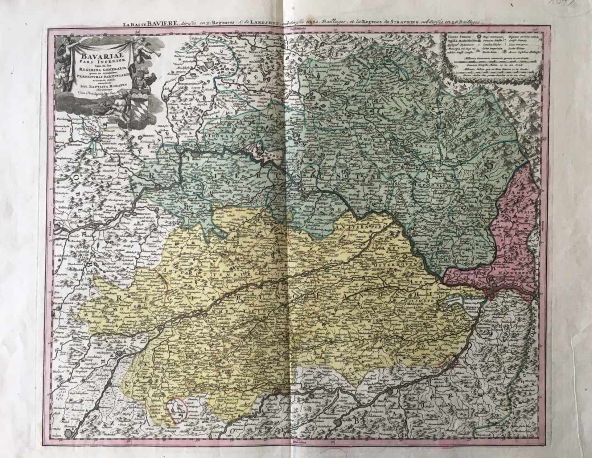 Bayern.Bavariae pars inferior.Nbg., Homann, ca. 1720. Kolor.Im S bis Burghausen, im N bis Waldm