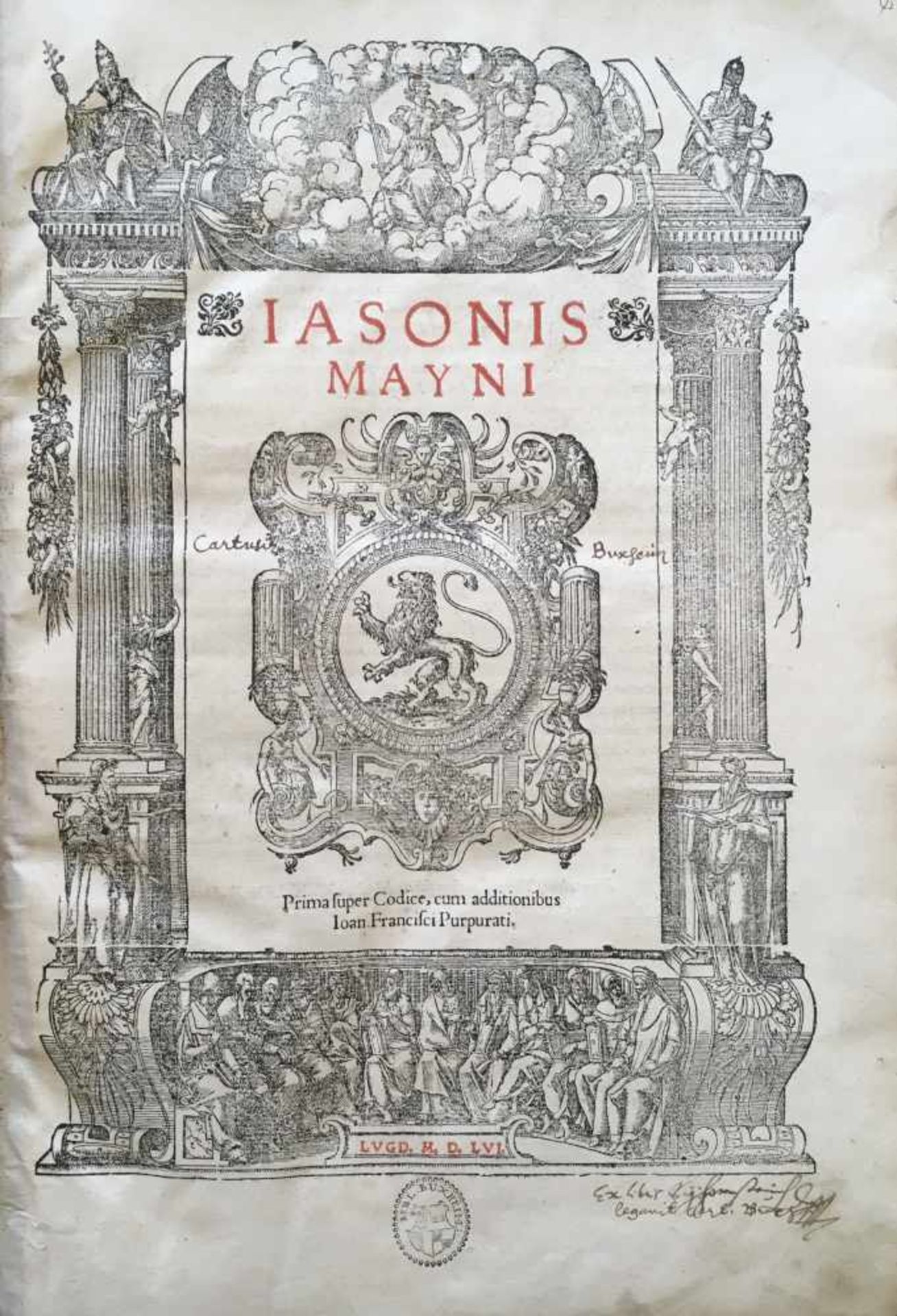 Maino, Giasone del.Commentaria. 6 Tle. (v. 9) in 3 Bdn. Lyon,versch. Drucker (fr die Compagnie