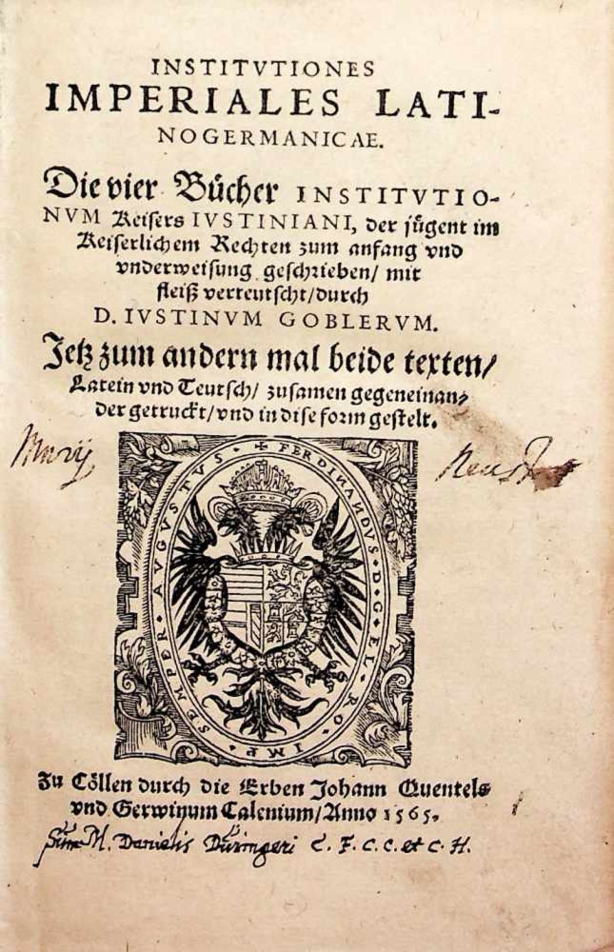 Gobler, Justinus.Institvtiones imperiales latinogermanicae. Dievier Bcher Institvtionvm Keisers