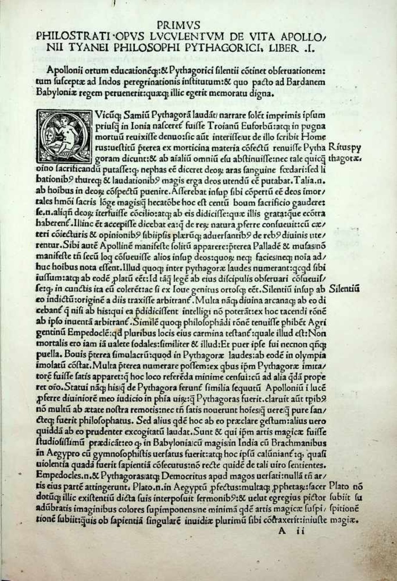 Philostratos, (Flavius).De vita Apollonii Tyanei scriptor lvcvlentvs aPhilippo Beroaldo