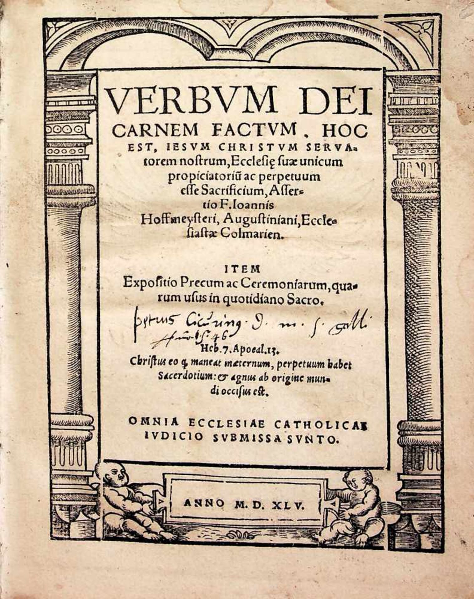 Hoffmeister, Johann.Verbvm Dei carnem factvm, hoc est, Iesvm Christvmservatorem nostrum, ecclesi(a)e