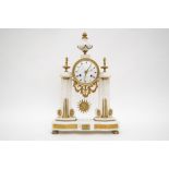 Late 18th-early 19th century eraLouis XVI portico clockWhite marble and gilt bronze, white enamelled