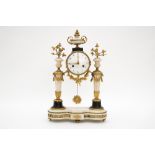 Late 18th century eraLouis XVI portico clockWhite and black marble, decorated with gilt bronze