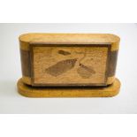 Art Deco workCigarette caseBurr veneer with marquetry décor on the front, opens to reveal three