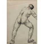 Camille Van Camp (1834-1891)Men's Academy and puddlers/pensive manTwo pencil drawings, the male nude