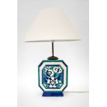 Charles Catteau (1880 -1966) & KeramisRare geometric table lamp, 1929Ceramic with blue and turquoise
